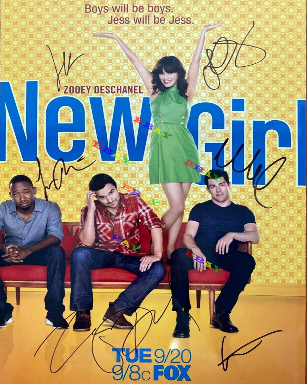 NEW GIRL CAST ZOOEY DESCHANEL Autographed 8x10 Signed Photo Poster painting REPRINT