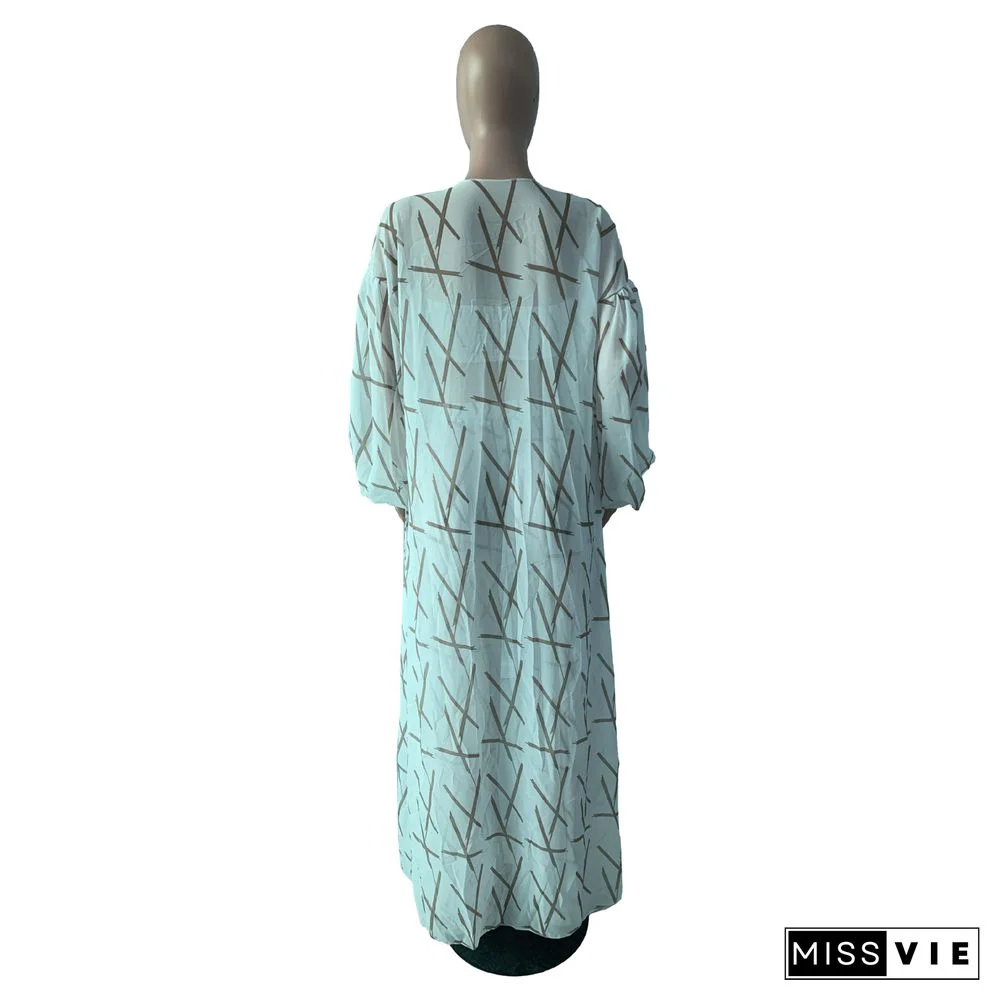 Sexy Bra+Long Sleeve Robe+Wide Leg Pants 3 Pcs Set