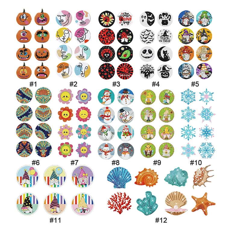  12 Pcs Diamond Painting Coasters Kits Mandala Diamond