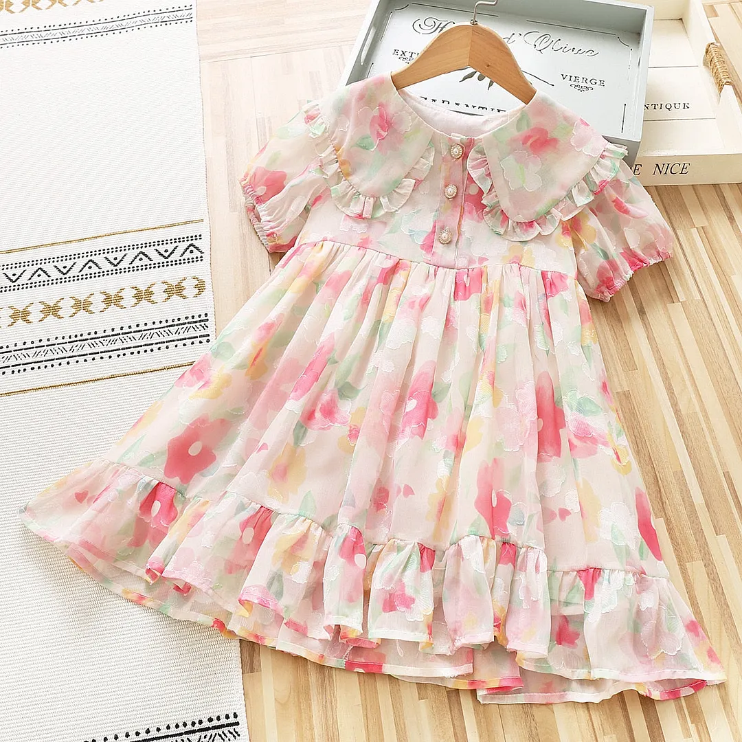 Fashion Baby Girl Dress Short Sleeve Brand Kids Girl Dress Clothes Princess Kids Summer Dress Size 90-130cm Vestido