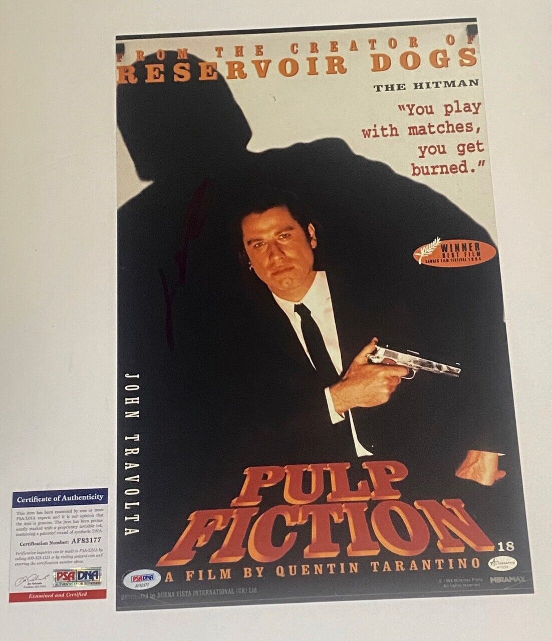 John Travolta Signed Autograph PULP FICTION 11X17 Movie Poster Photo Poster painting PSA/DNA COA