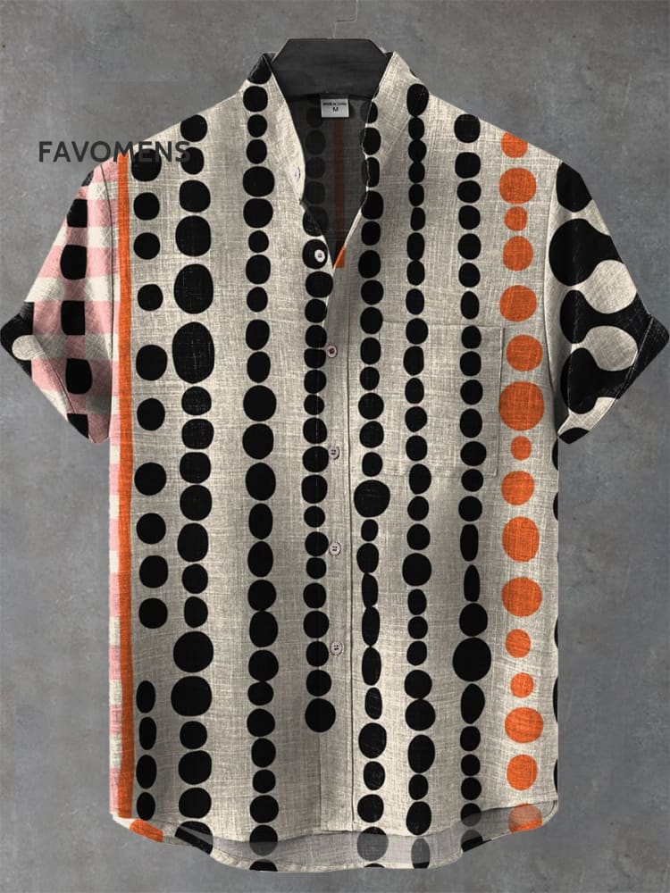 Vintage Dot Arrangement Art Print Casual 100% Cotton Shirt Multicolor / S