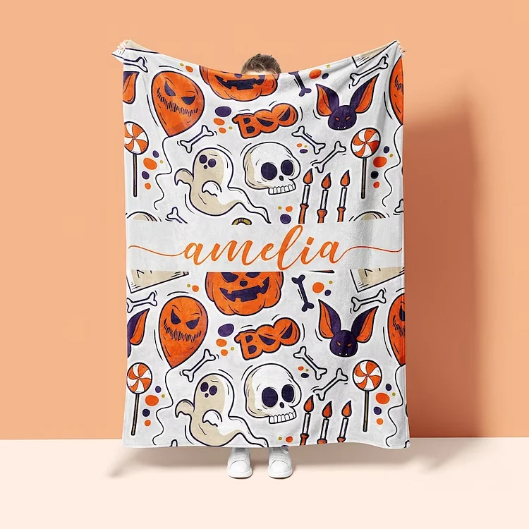 Personalized Halloween Blanket[personalized name blankets][custom name blankets]