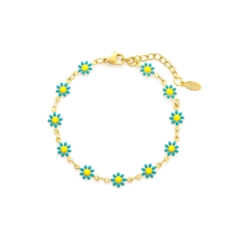Cute Flower Stainless Steel 18K Gold Plated None Bracelets In Bulk