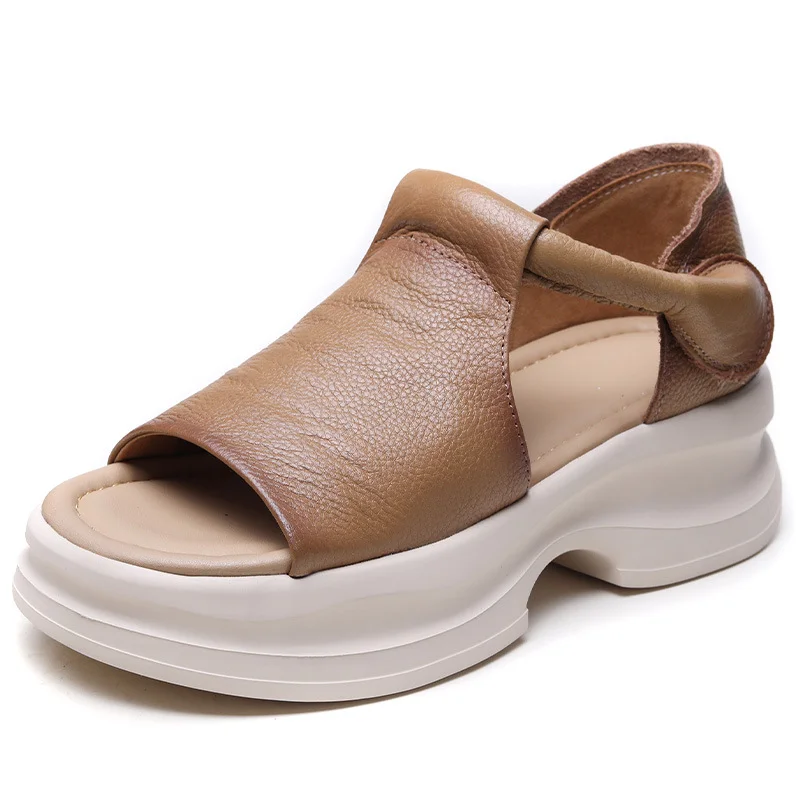 Yyvonne Head-Level Cower Hand-Bag Root Magic Stick Thick Soles Ultra-Light Sandals Summer Ladies Hollow Pine Pastry Sandals
