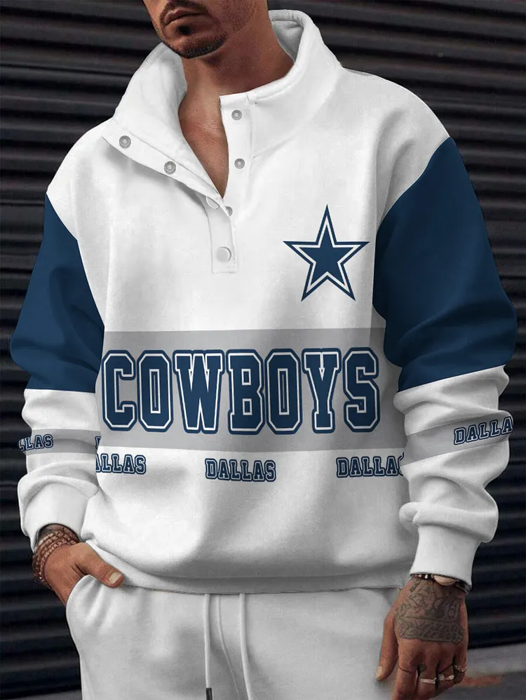 Dallas Cowboys  2025 New Design Casual Snap  Mockneck Pullover Sweatshirt