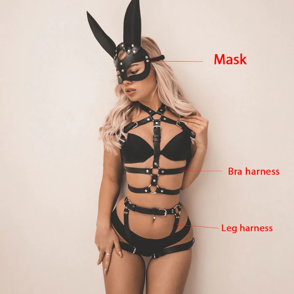 Billionm Fullyoung Sexy Leather Harness Women Underwear Suspenders High Waist Gothic Garter Belt Harajuku Accessories BDSM Fetish Game