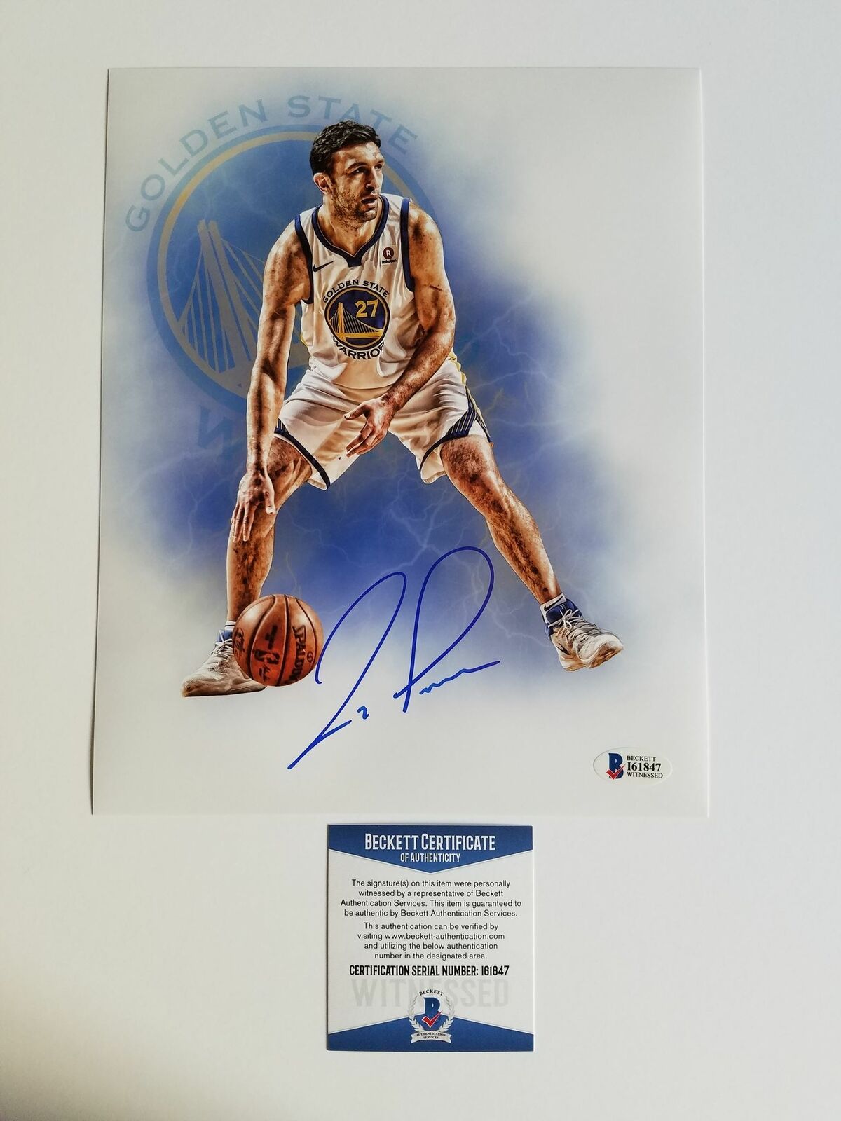 Zaza Pachulia signed 8x10 Photo Poster painting BAS Beckett Golden State Warriors Autographed