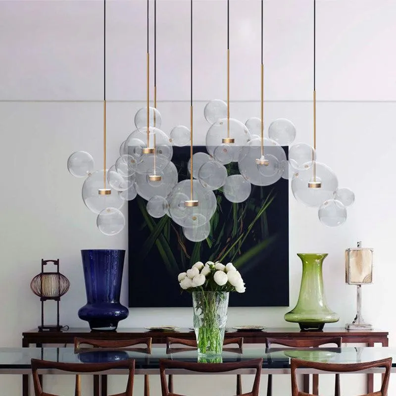 Modern Creative Clear Glass Bubble Ball Led Pendant Lamp for dining ...
