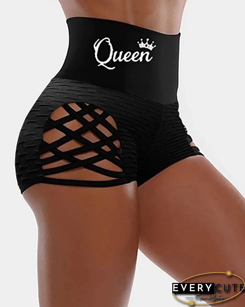 Print Cutout Bandage High Waist Pants