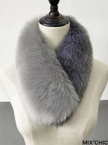 Vintage Casual Style Contrasting Faux Fur Scarf Autumn Winter Warm and Windproof Accessories