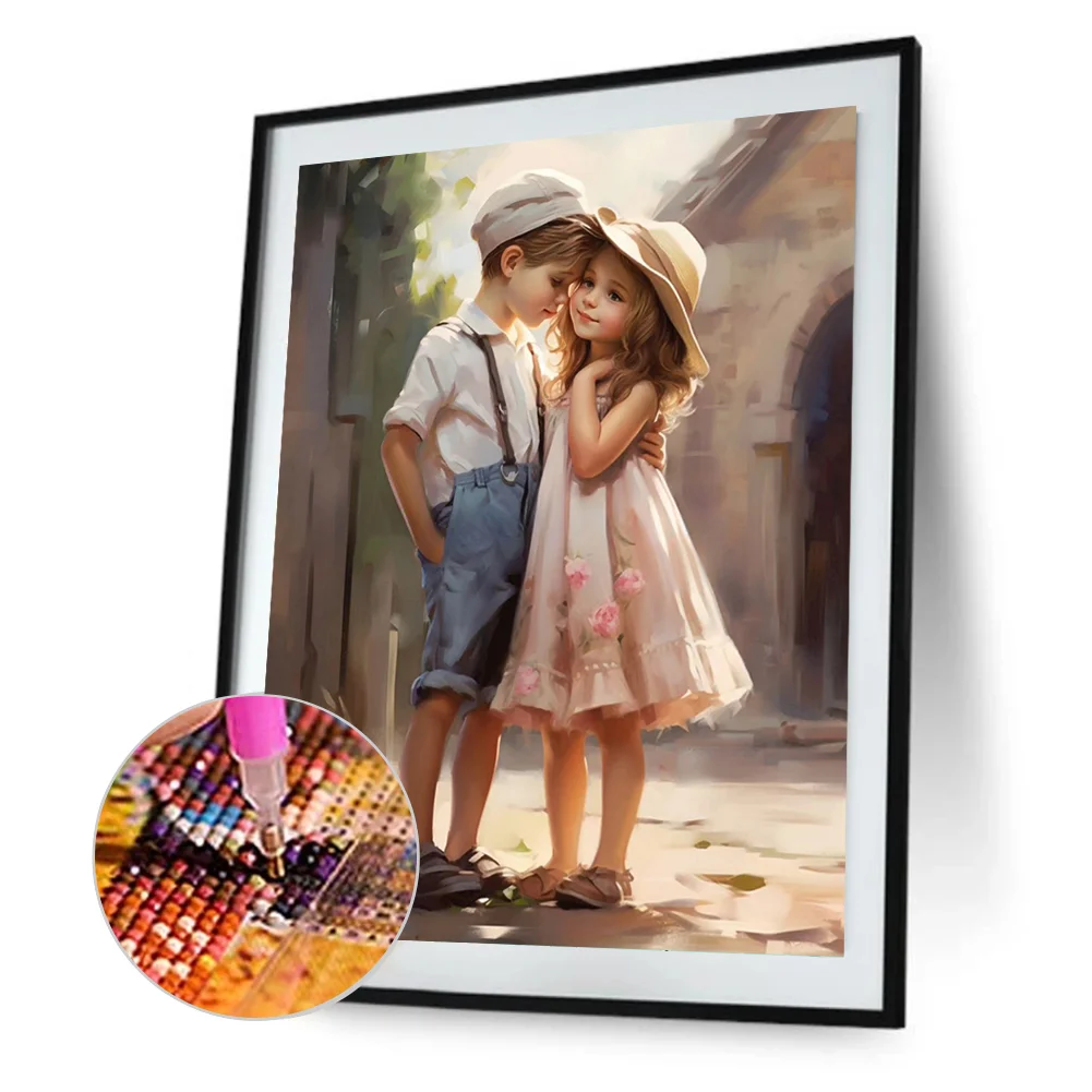 Diamond Painting - Full Round Drill - Kid Sweet Couple(Canvas|30*40cm)