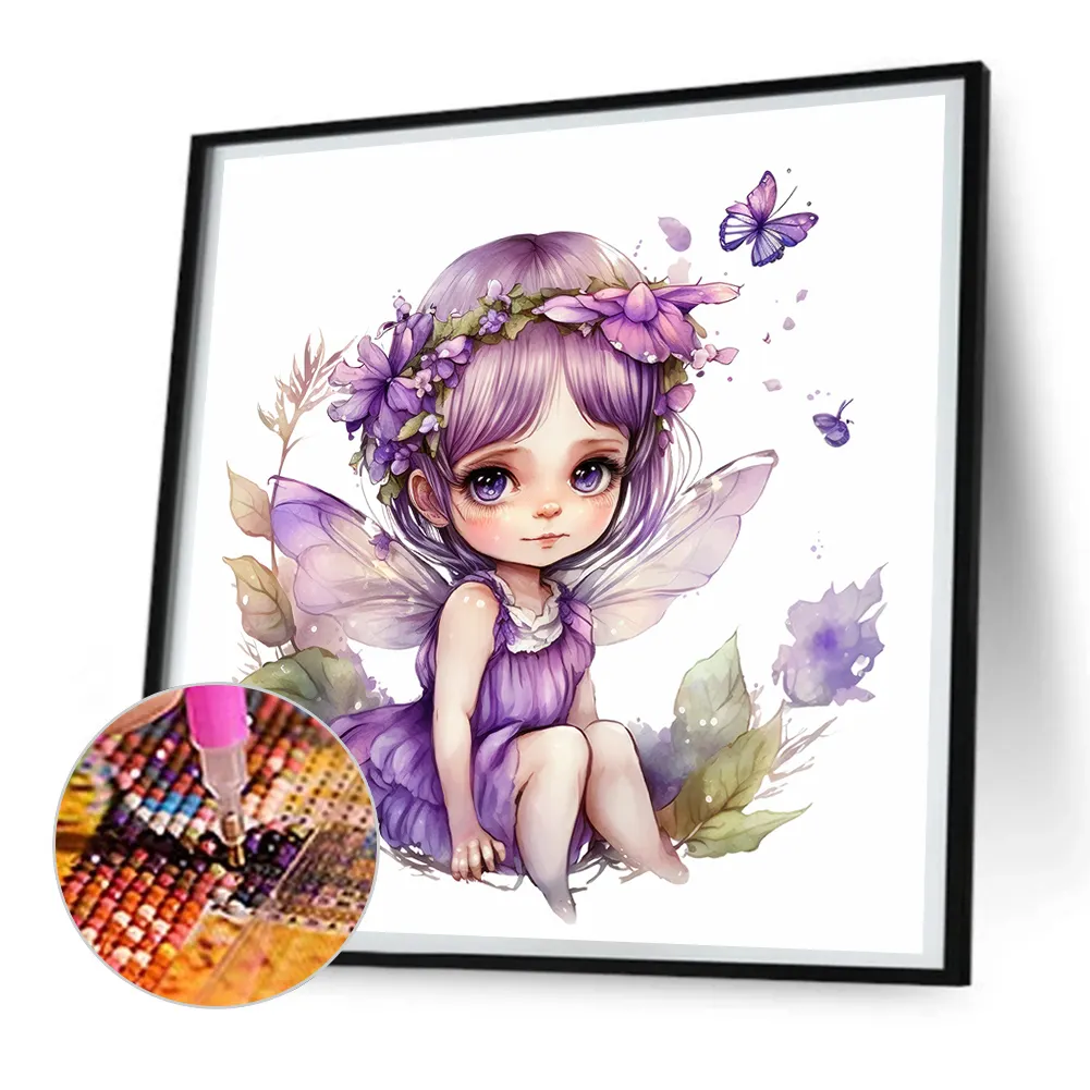 Full Round Diamond Painting 30*30cm - Purple Fairy