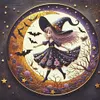 Cute Witch And Moon-11CT Stamped Cross Stitch 45*45cm/17.72*17.72in tapestrymarket