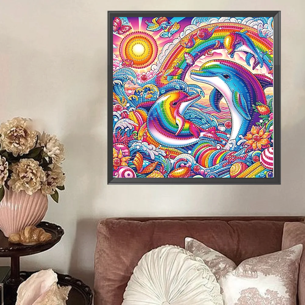 Diamond Painting - Partial Special Shaped Drill - Dolphin(Canvas|30*30cm)