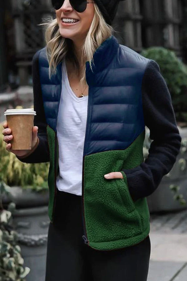 In Fashion Patchwork Contrast Down Jacket