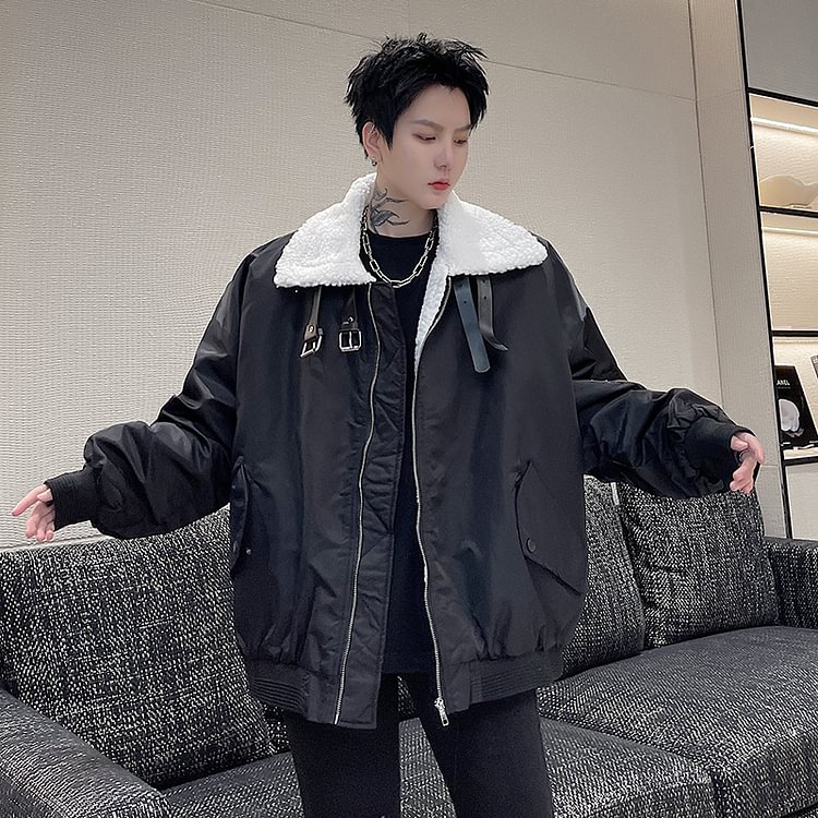 Dawfashion-Light Luxury Style Plus Velvet Short Cotton Coat-Yamamoto Diablo Clothing