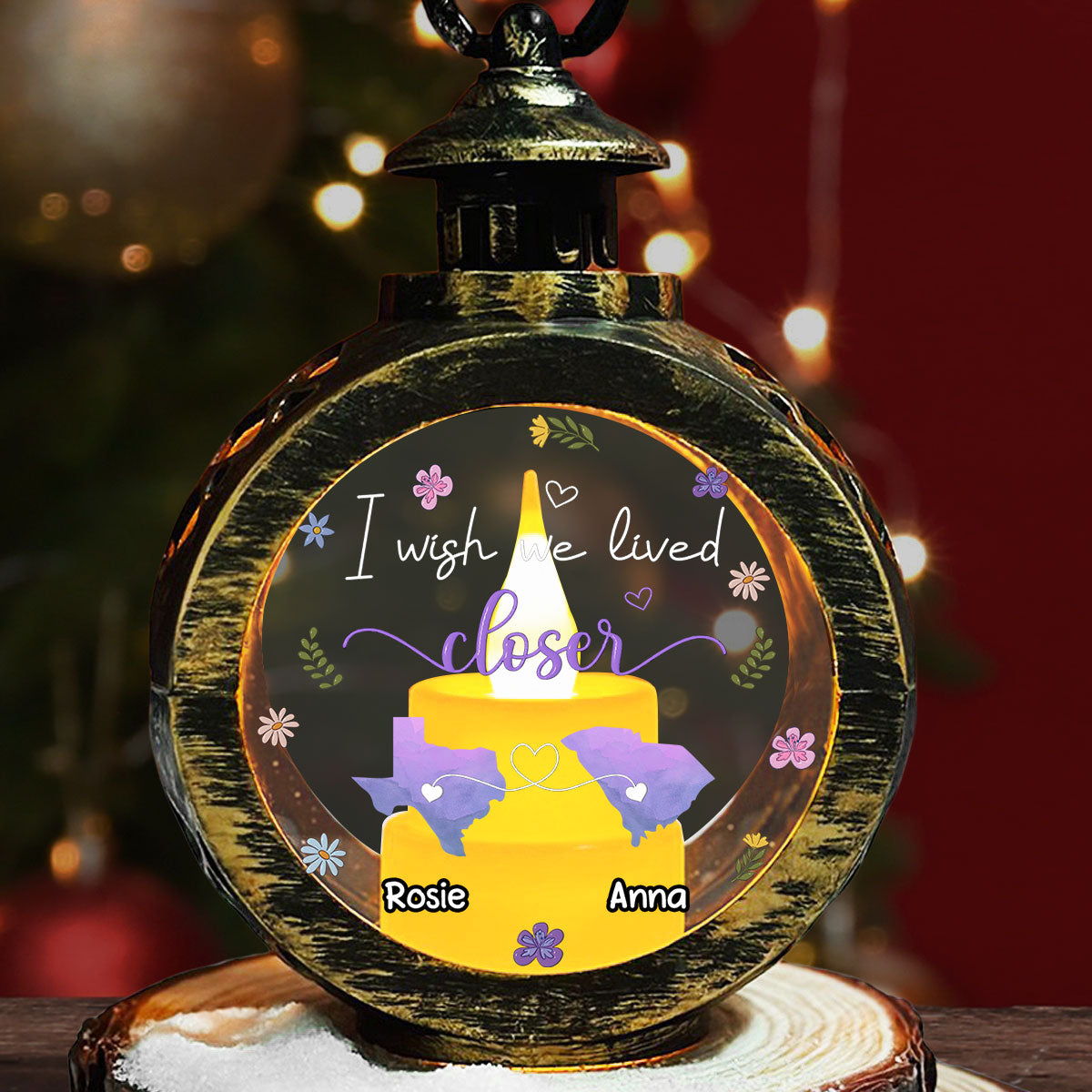 Loveyoufancy I Wish We Lived Closer - Personalized Custom Christmas Lantern