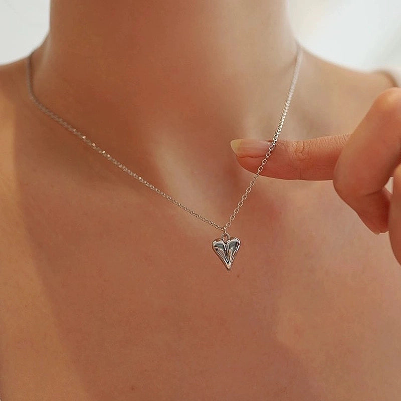 Casual Cute Minimalist Heart Shape 304 Stainless Steel Pendant Necklace