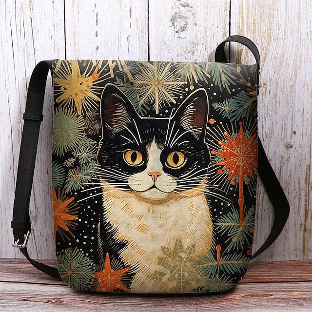 Style & Comfort for Mature Women Women's Firework Cat Print Crossbody Bag