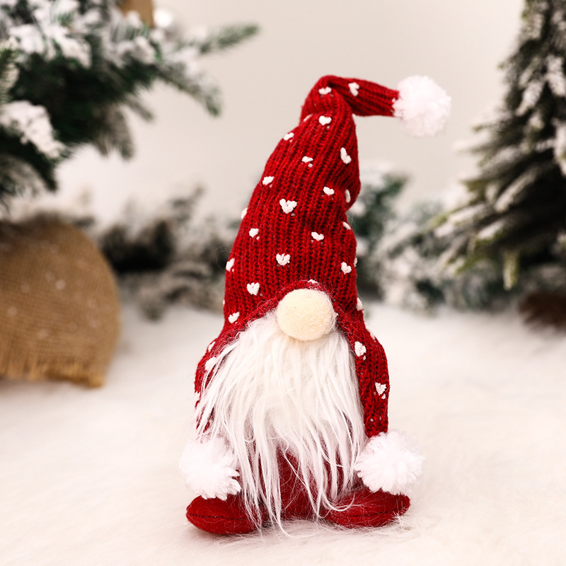 

Christmas Forest White Beard Faceless Old Man Knitted Doll Ornament, Pink, 501 Original