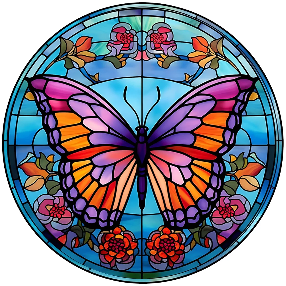 5D DIY Full Round Drill Diamond Painting - Stained Glass Butterfly