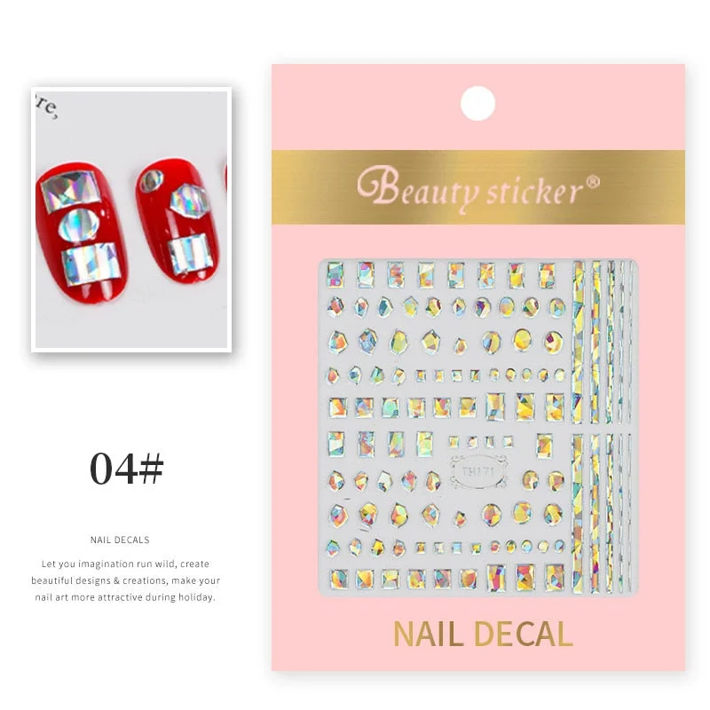 1 Sheet New Roman English Alphabet Number 3D Nail Stickers Christmas Animals iridescent Gold Silver Word Small Letters Nail