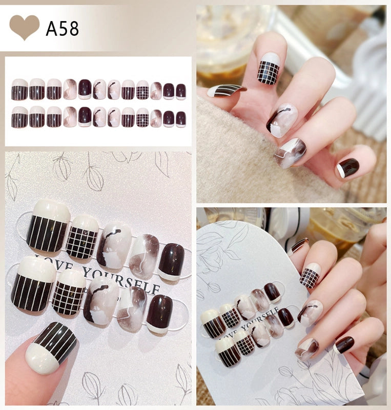 Cute Sweet Color Block Flower ABS Press-on Nails 1 Set