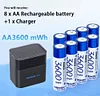AA Lithium Battery Charging Case Set, 1.5V 3600mAh, 8-Slot AA Lithium Battery Charger, 3C Safety Certified Batteries