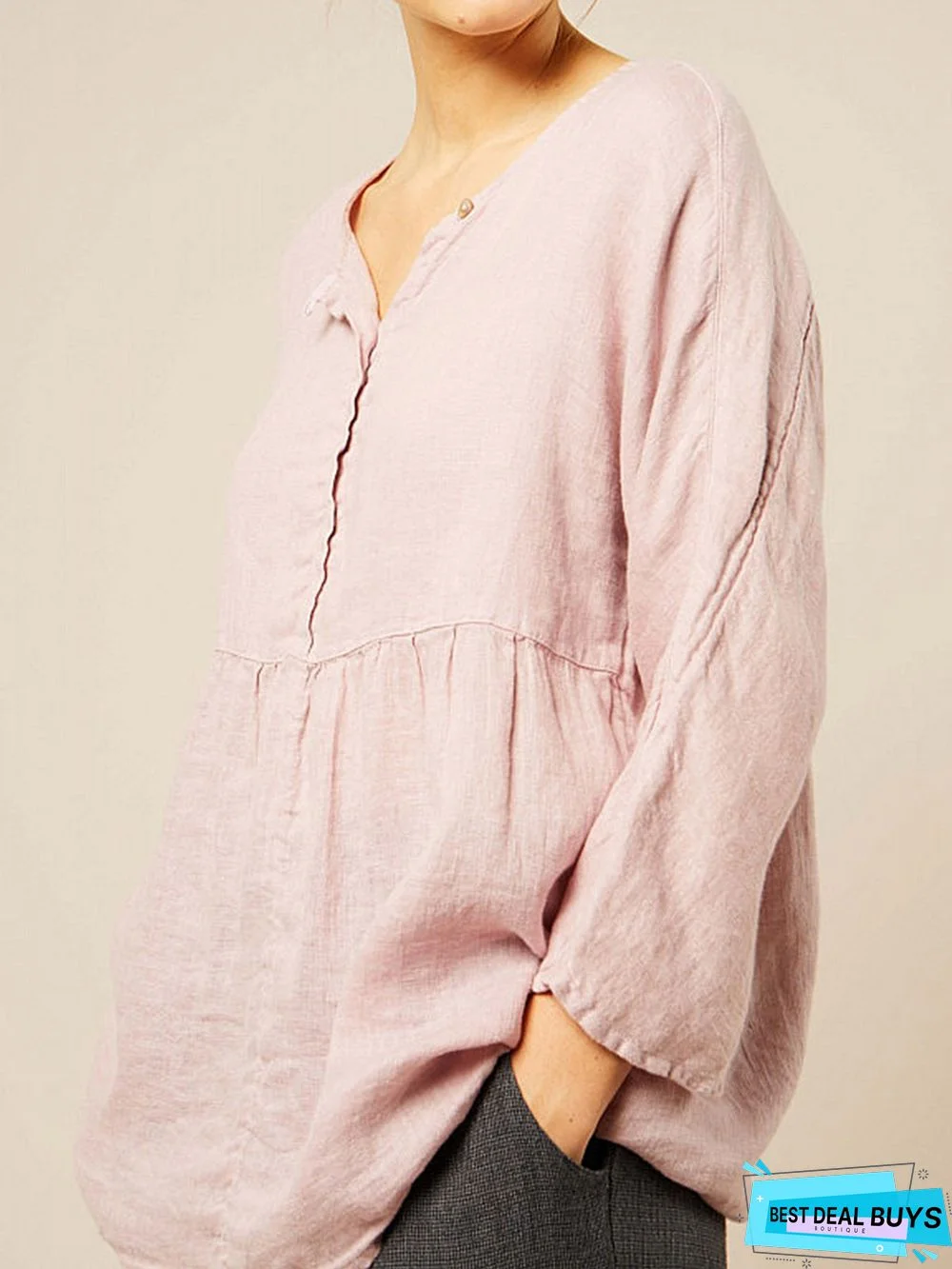 Plain Casual Long Sleeve Blouse