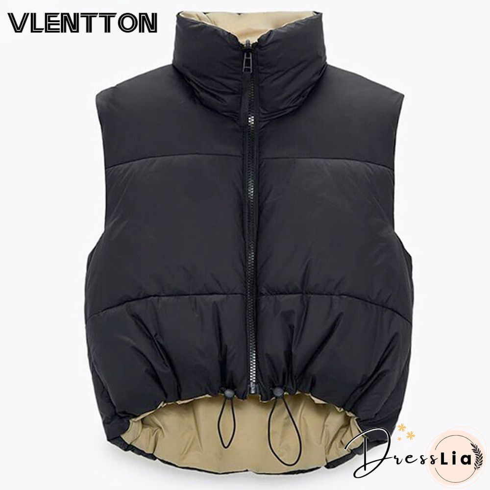 Autumn Winter Women Fashion Double-Sided Jacket Coat Vintage Black Warm Sleeveless Cotton Outwear Female Casual Short Tops