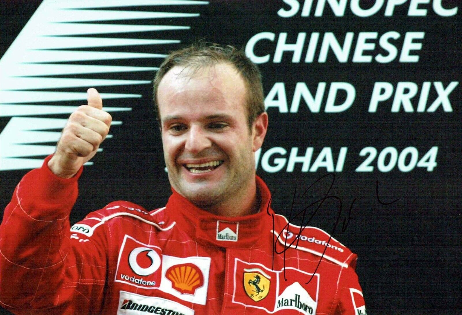 Rubens BARRICHELLO SIGNED AUTOGRAPH F1 Racing Ferrari 12x8 Photo Poster painting 3 AFTAL COA