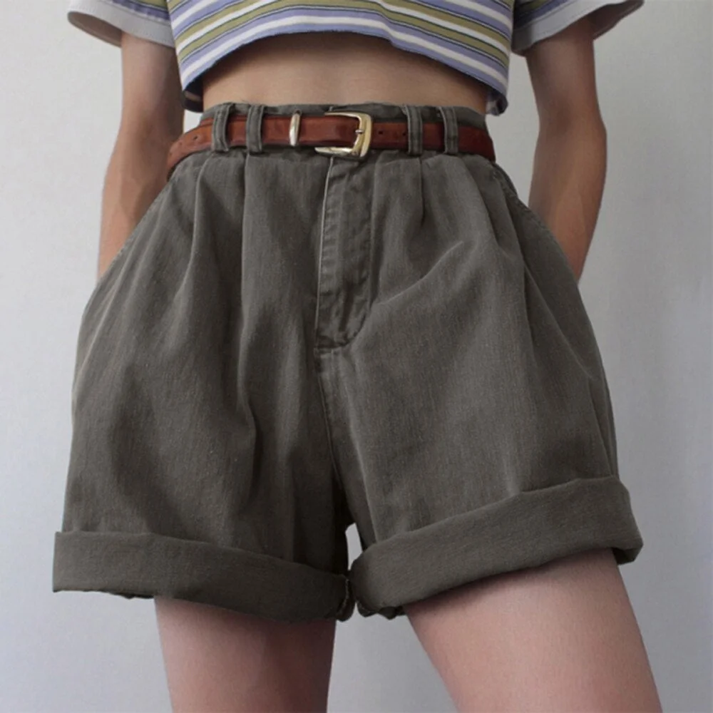 Tanguoant Casual Shorts For Female 2023 Summer New Green Boyfriend Style Women's Short Pants High Waist Women's Shorts Streetwear 425-0