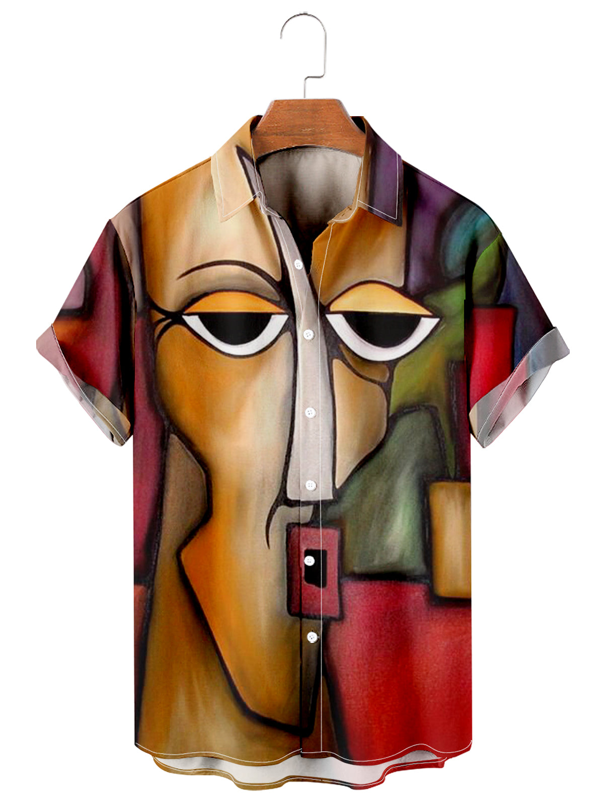 Abstract Painting Casual Loose Men's Plus Size Short-sleeved Shirt PLUSCLOTHESMAN