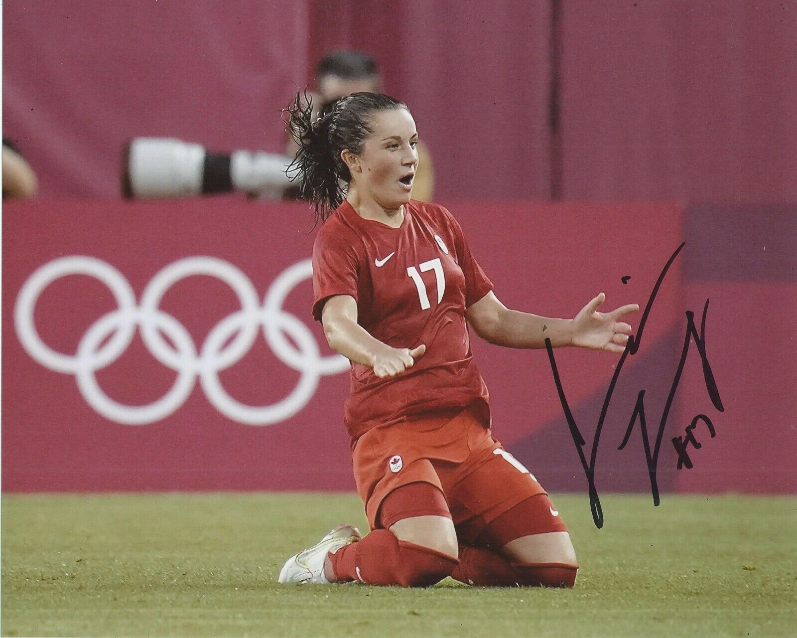 Jessie Fleming Signed 8×10 Photo Poster painting Team Canada Olympic Gold Soccer Autograph COA B