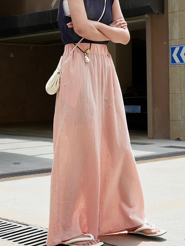 Solid Color Wide Leg High-low Trousers Casual Pants Bottoms