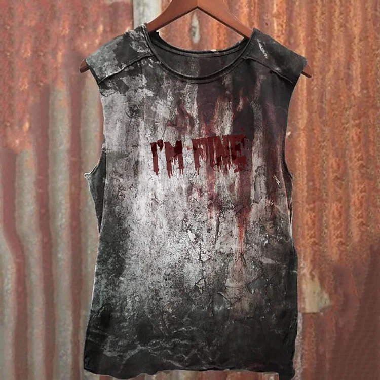 Halloween I'm Fine Blood Stains Print Vest