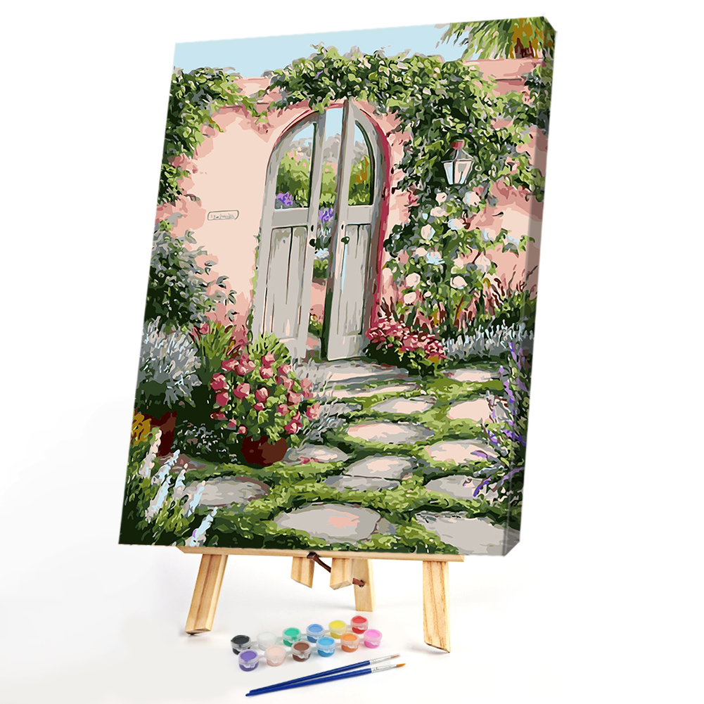 

40*50CM Paint By Numbers-Wooden Door Yard, 501 Original