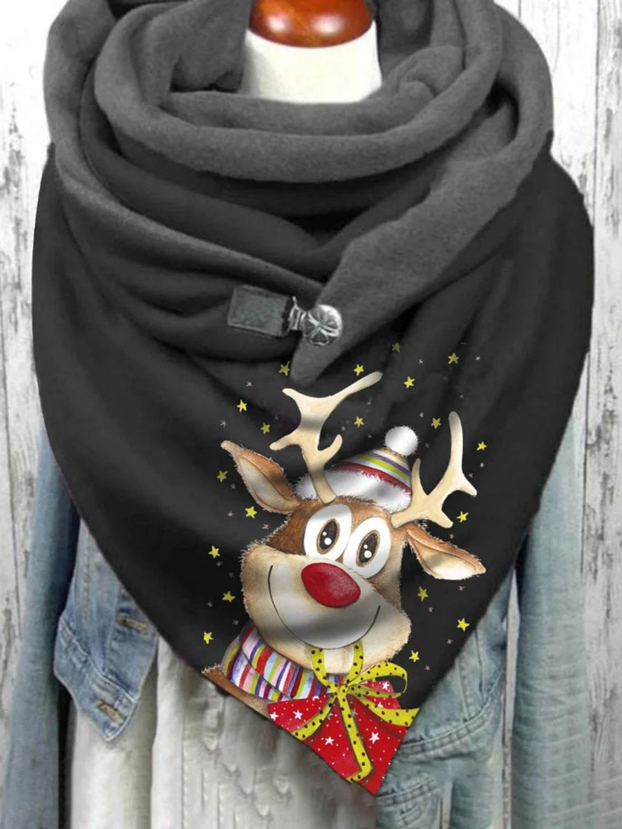 Casual Christmas Elk Pattern Scarves And Shawls