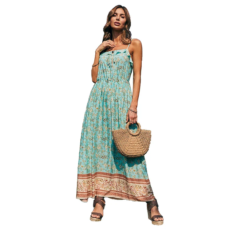 Summer New Print High Waist Sexy Vacation Dress