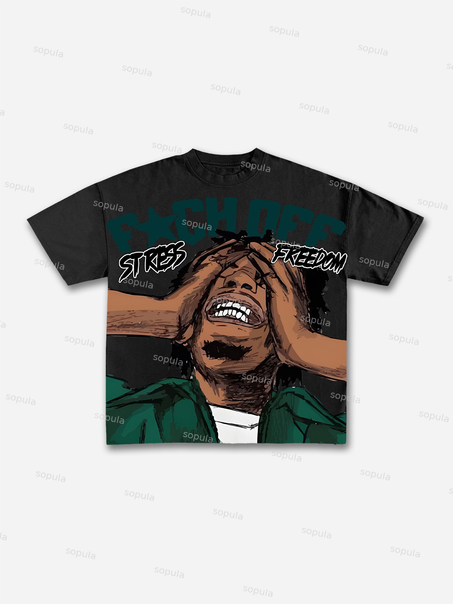 Vintage Stress Freedom Print Graphic T-Shirt