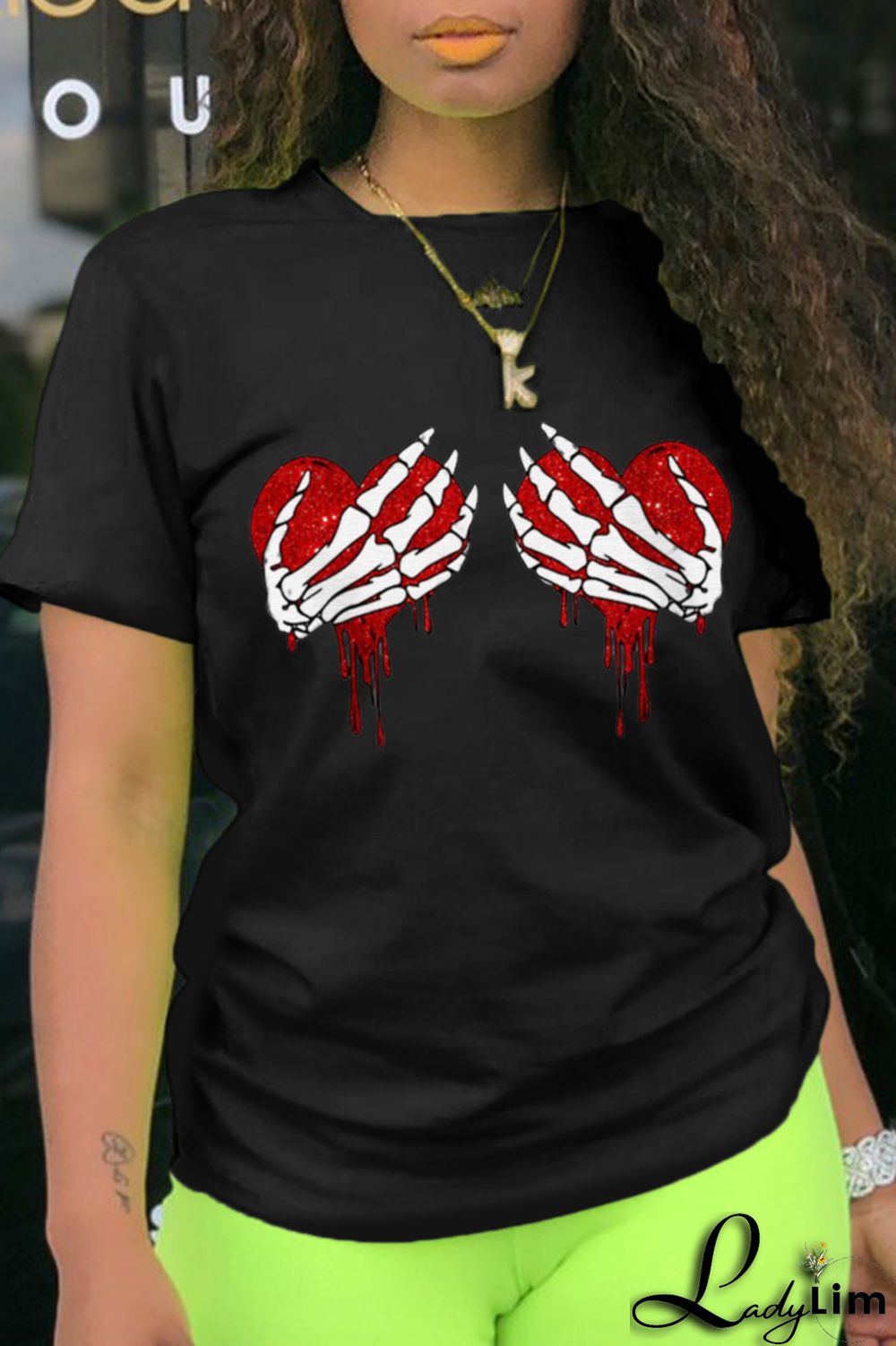 White Fashion Print Patchwork O Neck T-Shirts