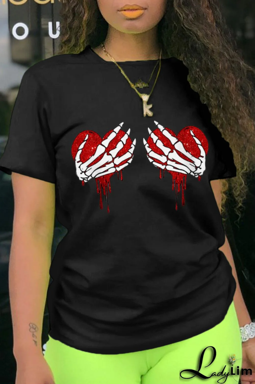 White Fashion Print Patchwork O Neck T-Shirts