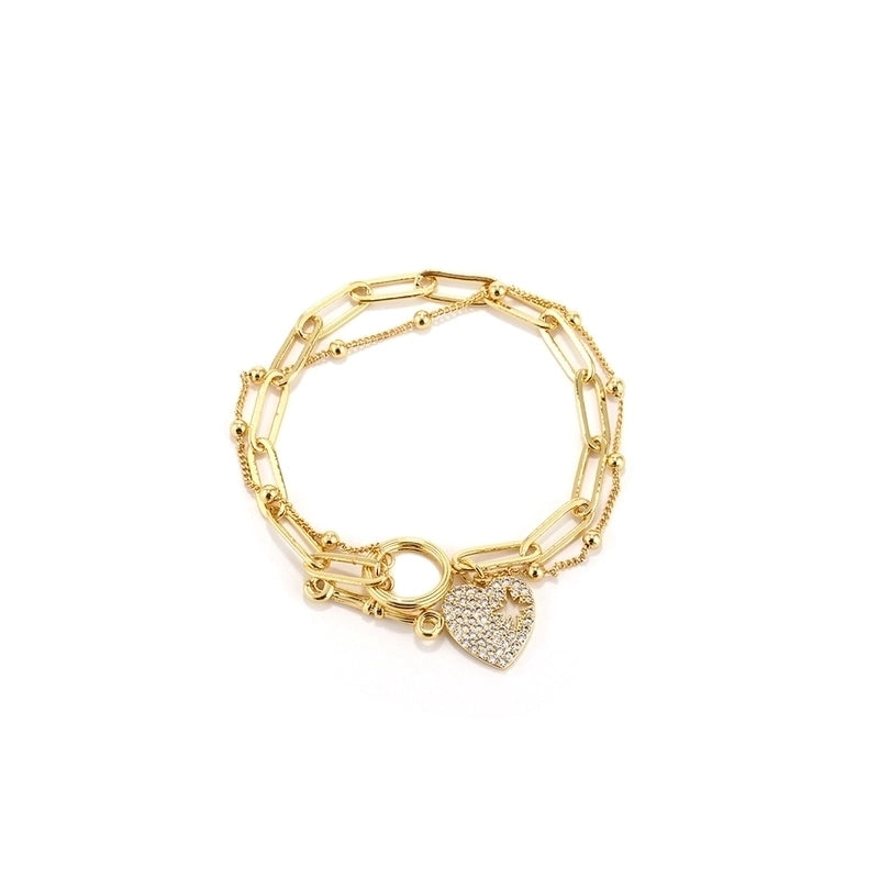 New Copper Plating 18K Bracelet  Style Mild Luxury Retro Double-Layer Bracelet Female Non-Fading DIY Jewelry