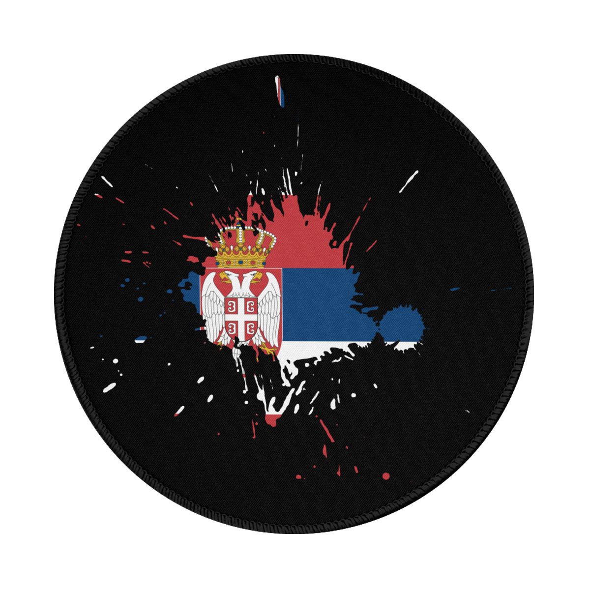 Serbia Ink Spatter Non-Slip Rubber Round Mouse Pad