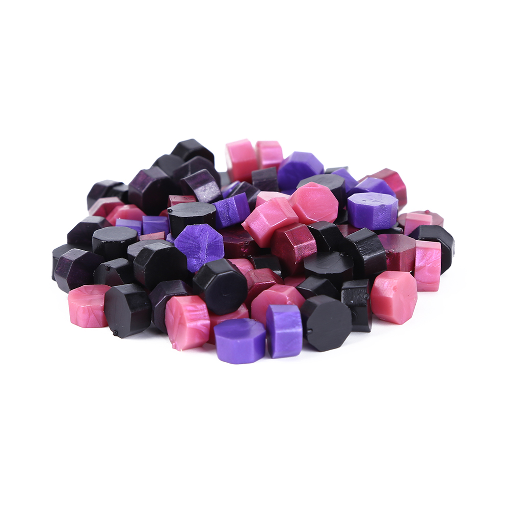 100 Pieces Octagon Wax Beads Mixed Color Retro Decoration for Wedding Post Card