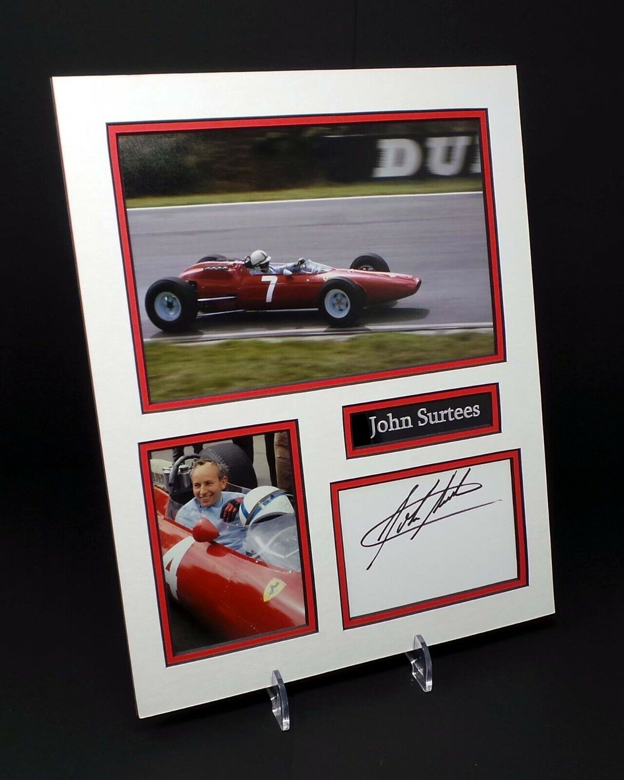 John SURTEES Signed Mounted Photo Poster painting Display AFTAL Ferrari F1 Driver