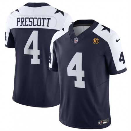 Men's Dallas Cowboys #4 Dak Prescott Navy 2023 F.U.S.E. With John Madden Patch Vapor Limited Stitched Football Jersey GUX9