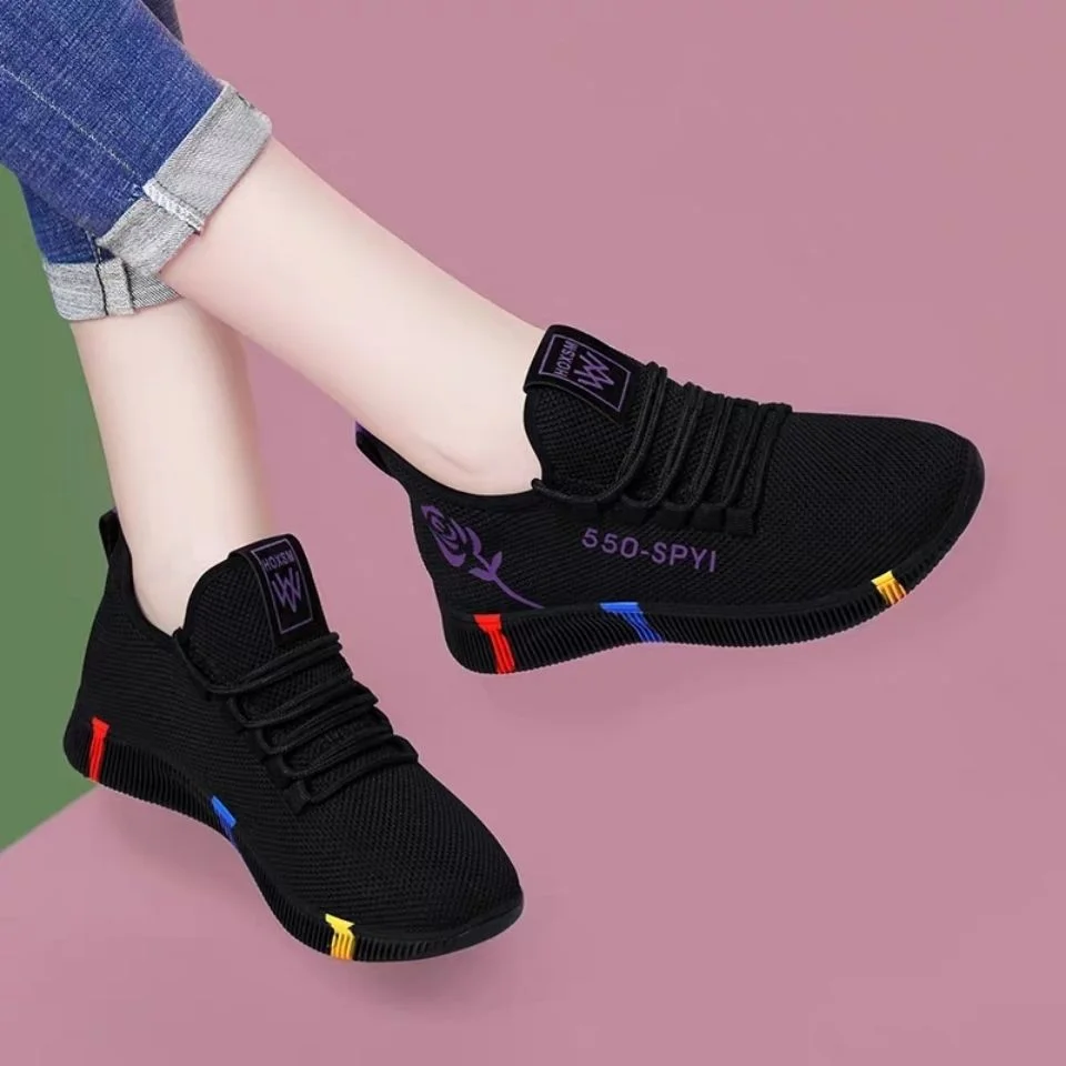 Women&#39;s Breathable Non-slip Platform Fashion 2022 Autumn New Casual Shoes Korean Running Shoes Black Sneakers shoes for women