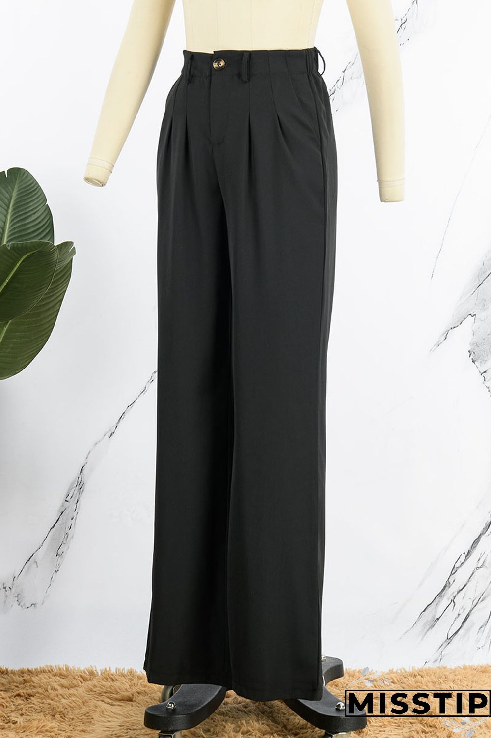 Purple Casual Solid Patchwork High Waist Straight Solid Color Bottoms